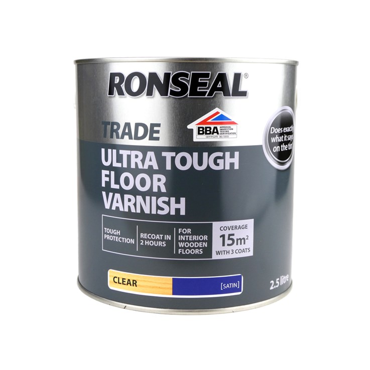 Ronseal Trade Ultra Tough Floor Satin Varnish Clear 2.5Ltr